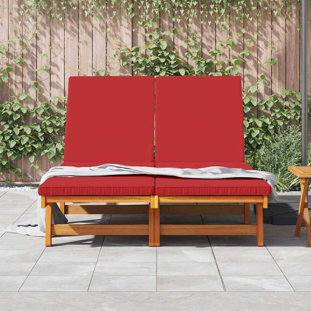 Sun Lounger Reclining Brown 125 x 200 x 84cm Solid Acacia wood