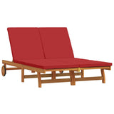 Sun Lounger Reclining Brown 125 x 200 x 84cm Solid Acacia wood