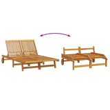 Sun Lounger Reclining Brown 125 x 200 x 84cm Solid Acacia wood