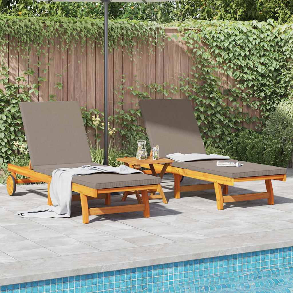 Sun Lounger 2 pcs Brown 63 x 199 x 85cm Solid Acacia wood