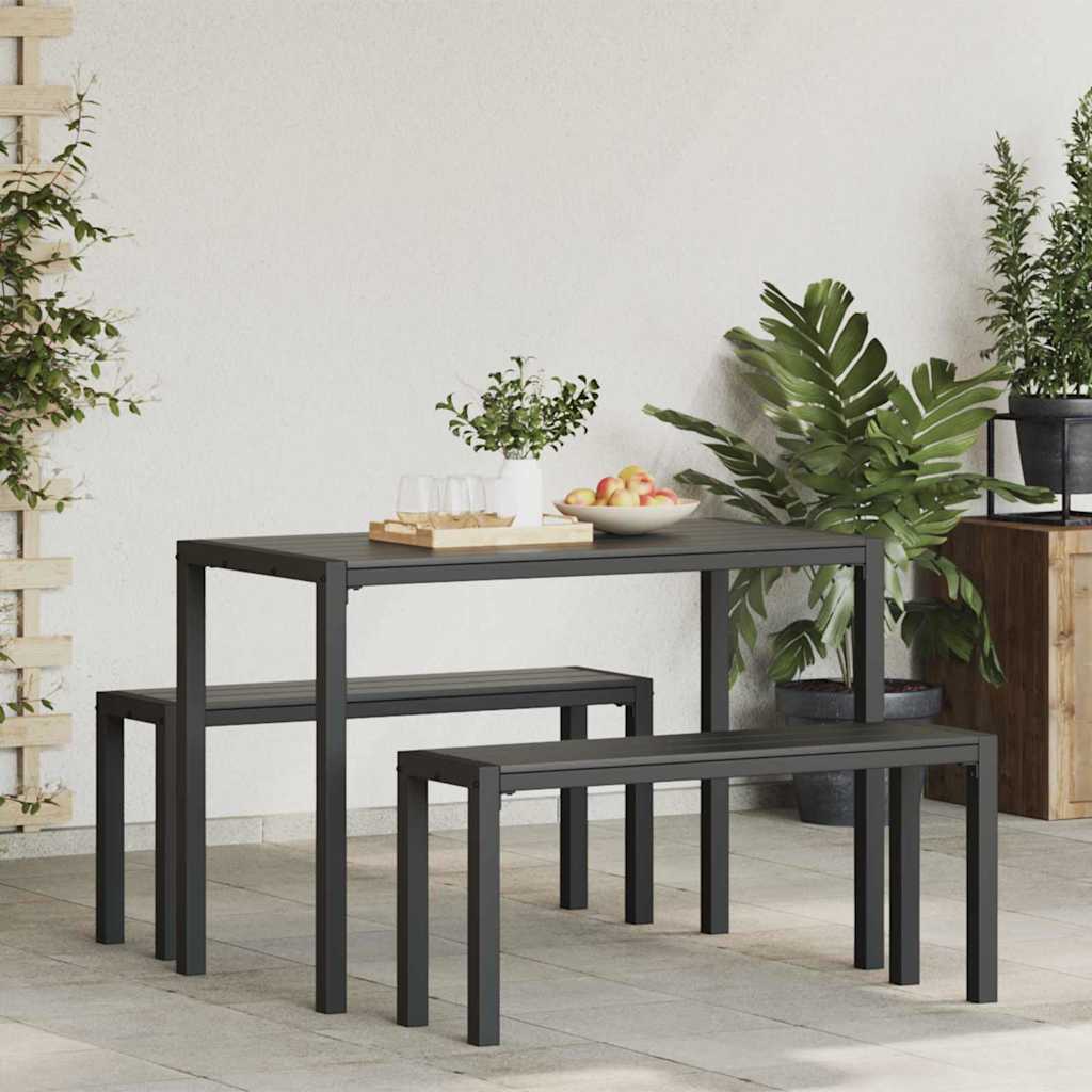Garden Dining Set with Cushion 3 pcs Anthracite Steel