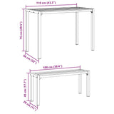 Garden Dining Set with Cushion 3 pcs Anthracite Steel