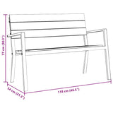 Garden Bench Brown 118 x 54 x 77cm Steel
