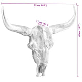 Bull Skull Silver 53 x 11 x 40 cm Aluminium