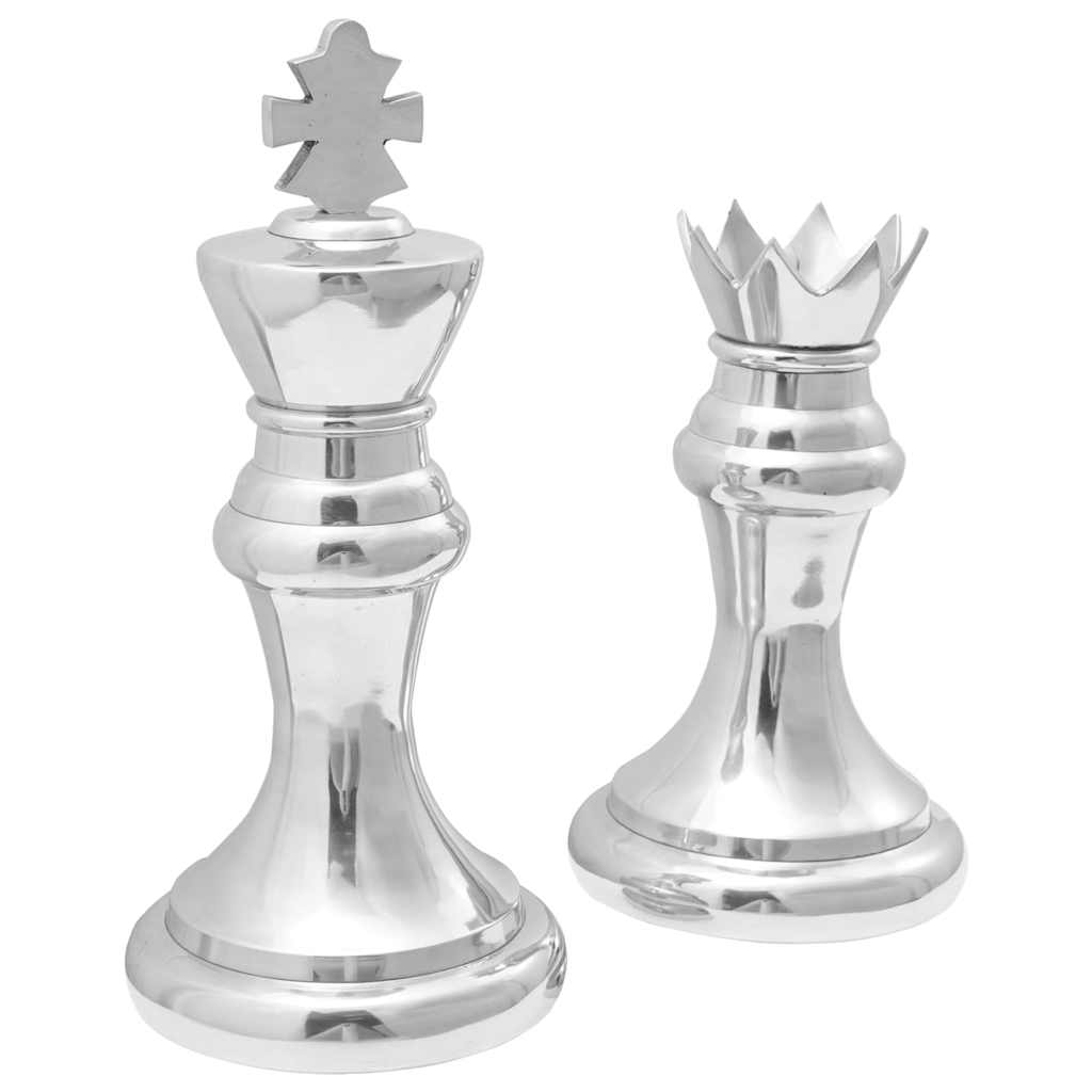 Sculptures 2 pcs Silver Aluminium