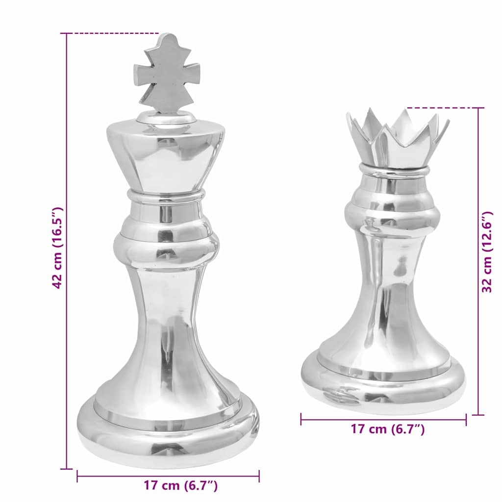 Sculptures 2 pcs Silver Aluminium