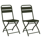Garden Folding Chair Folding 2 pcs Green 55 x 56.5 x 91cm Steel