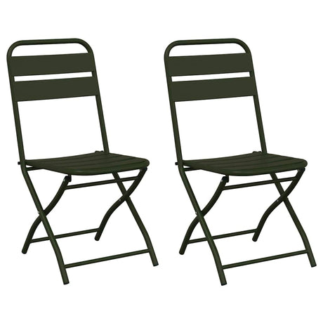 Garden Folding Chair Folding 2 pcs Green 55 x 56.5 x 91cm Steel