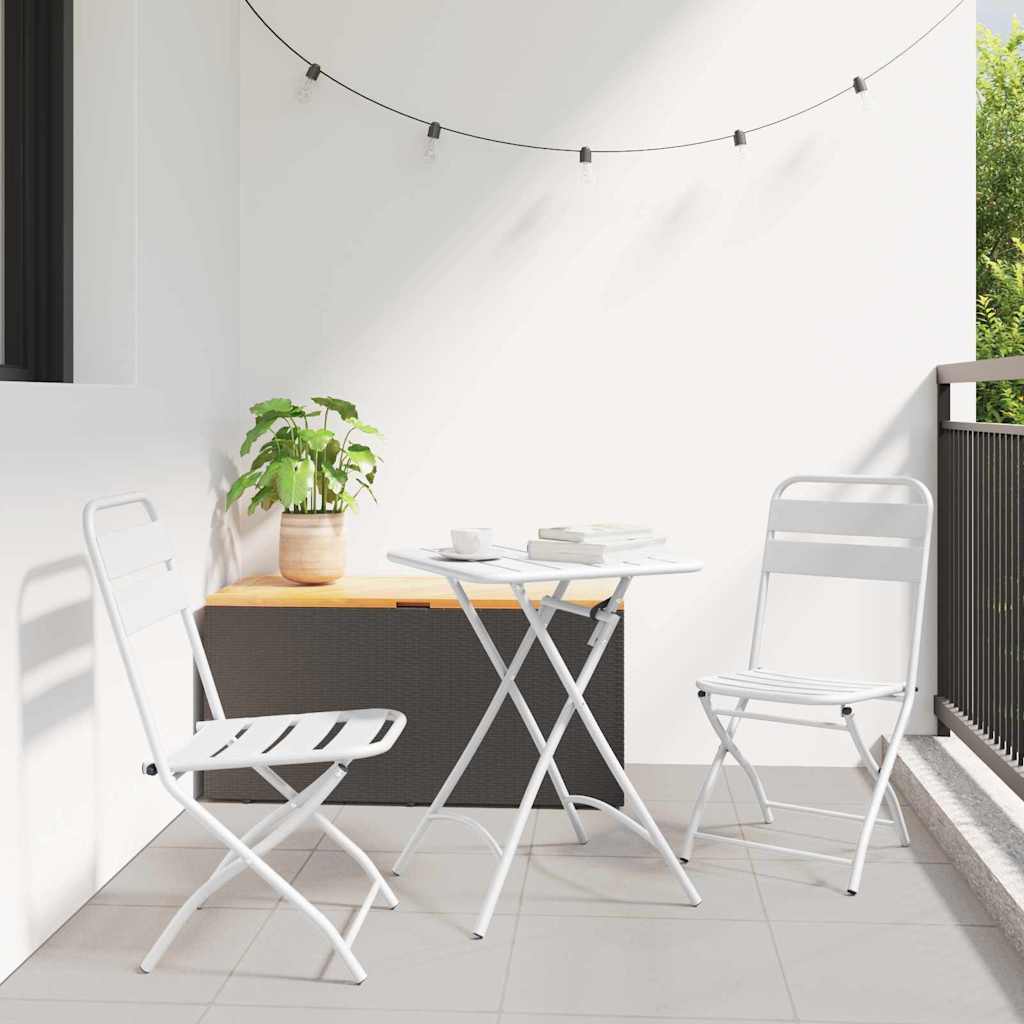 Garden Folding Chair Folding 2 pcs White 55 x 56.5 x 91cm Steel