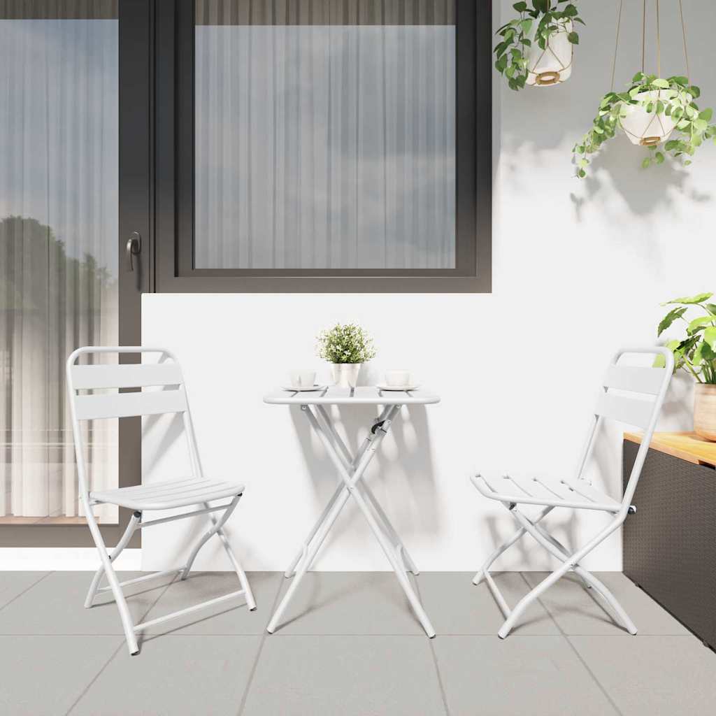 Garden Folding Chair Folding 2 pcs White 55 x 56.5 x 91cm Steel