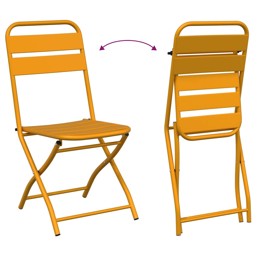 Garden Folding Chair 2 pcs Mustard 55 x 56.5 x 91cm Steel