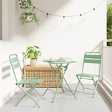 Garden Folding Chair Folding 2 pcs Green 55 x 56.5 x 91cm Steel
