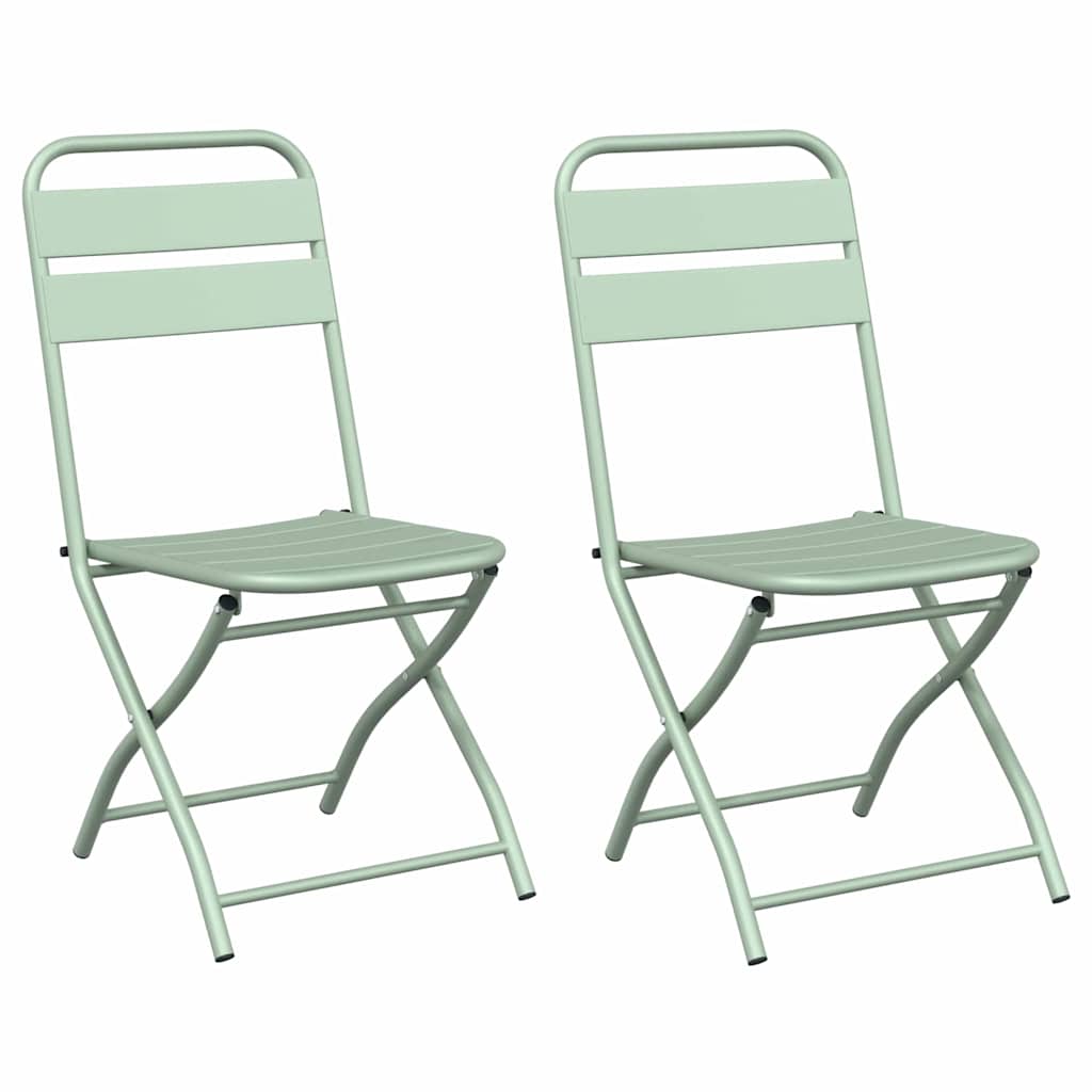 Garden Folding Chair Folding 2 pcs Green 55 x 56.5 x 91cm Steel