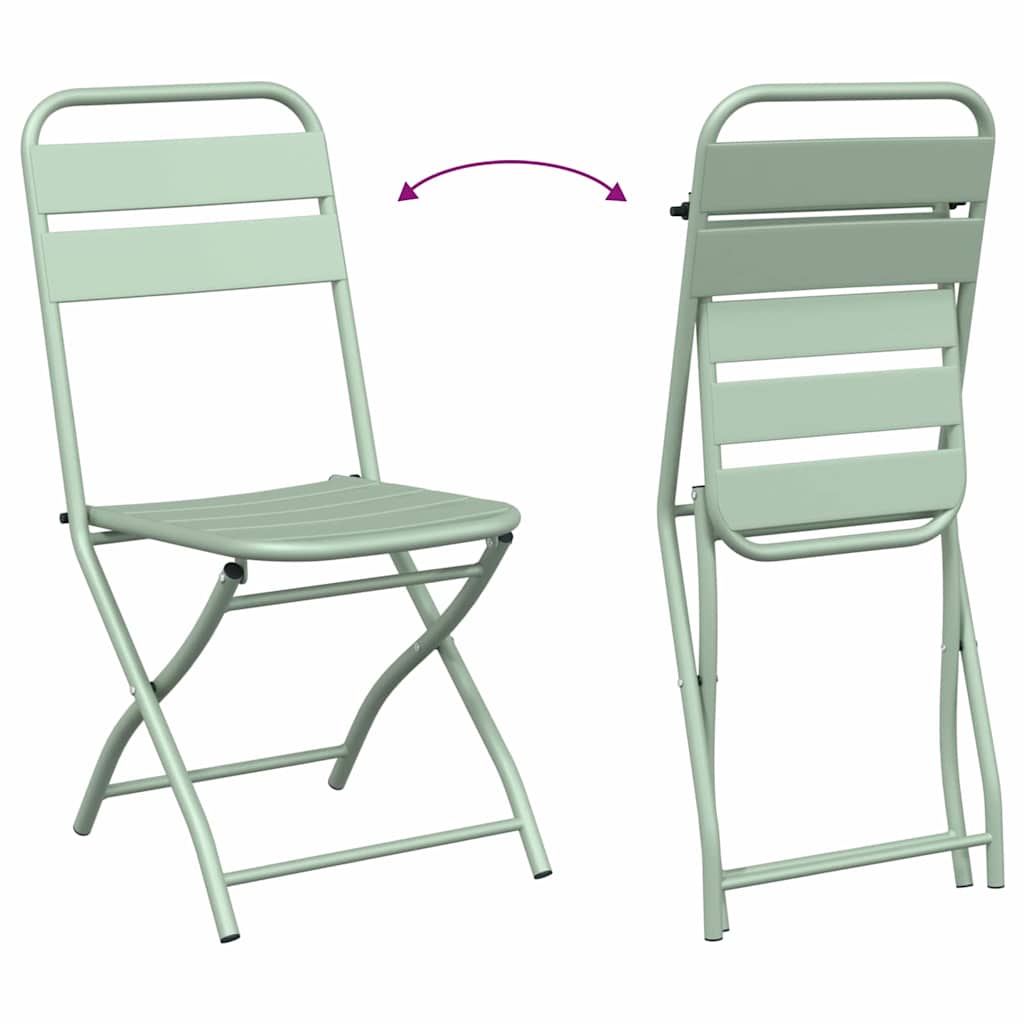 Garden Folding Chair Folding 2 pcs Green 55 x 56.5 x 91cm Steel