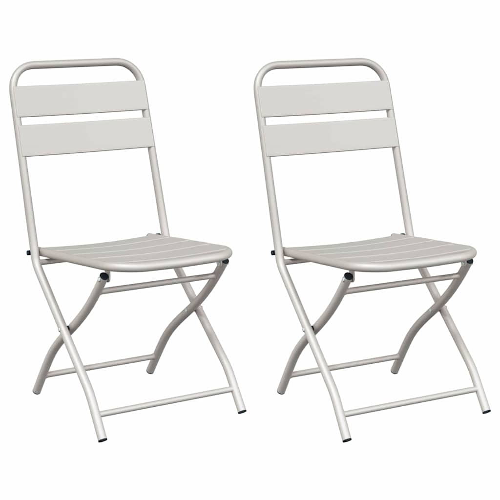 Garden Folding Chair Folding 2 pcs Beige 55 x 56.5 x 91cm Steel