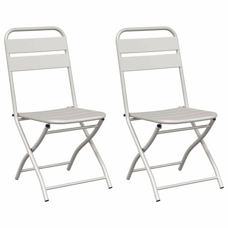 Garden Folding Chair Folding 2 pcs Beige 55 x 56.5 x 91cm Steel