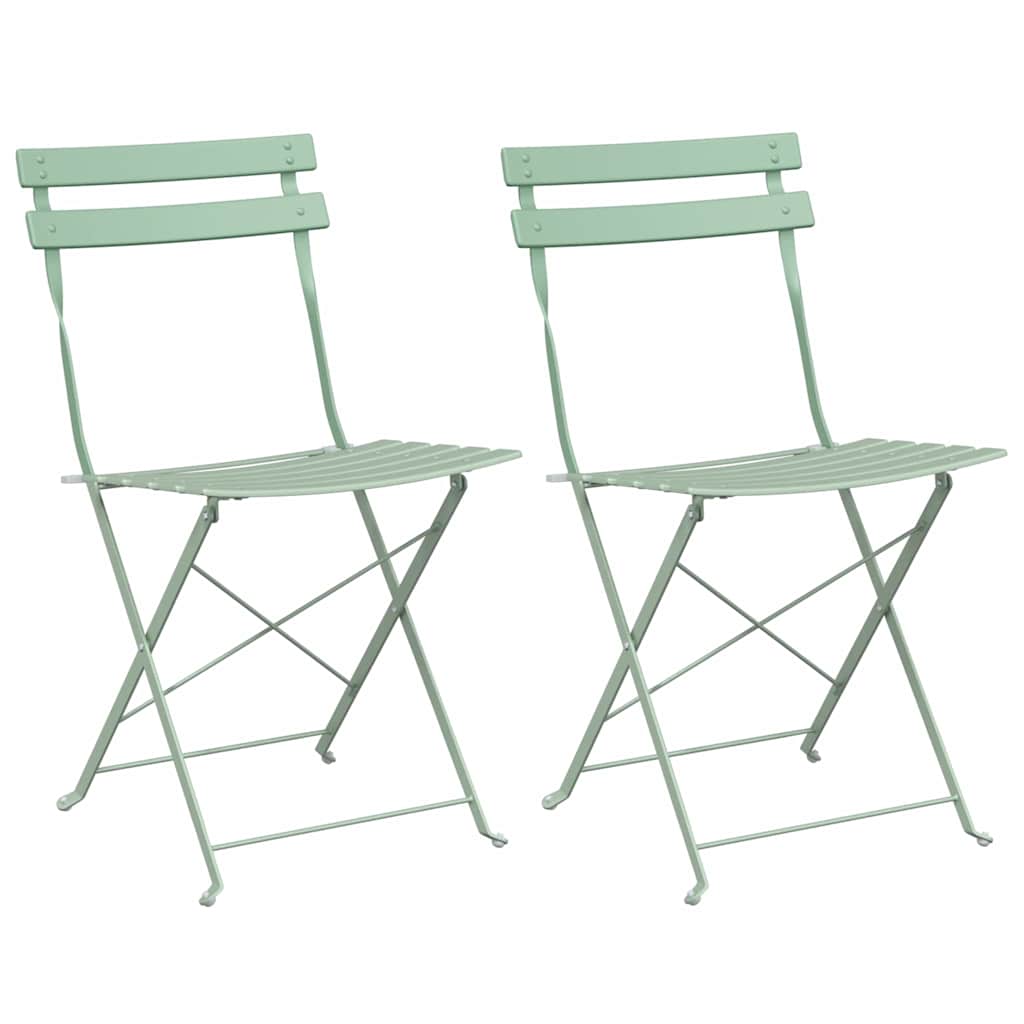 Garden Folding Chair Folding 2 pcs Green 42 x 46 x 82cm Steel
