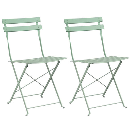Garden Folding Chair Folding 2 pcs Green 42 x 46 x 82cm Steel