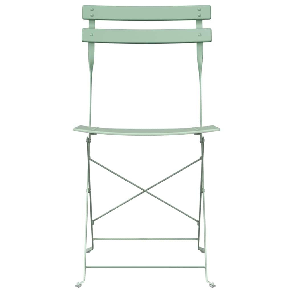 Garden Folding Chair Folding 2 pcs Green 42 x 46 x 82cm Steel