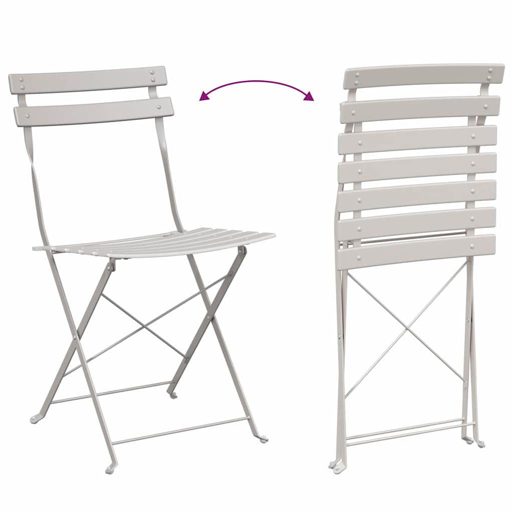 Garden Folding Chair Folding 2 pcs Beige 42 x 46 x 82cm Steel