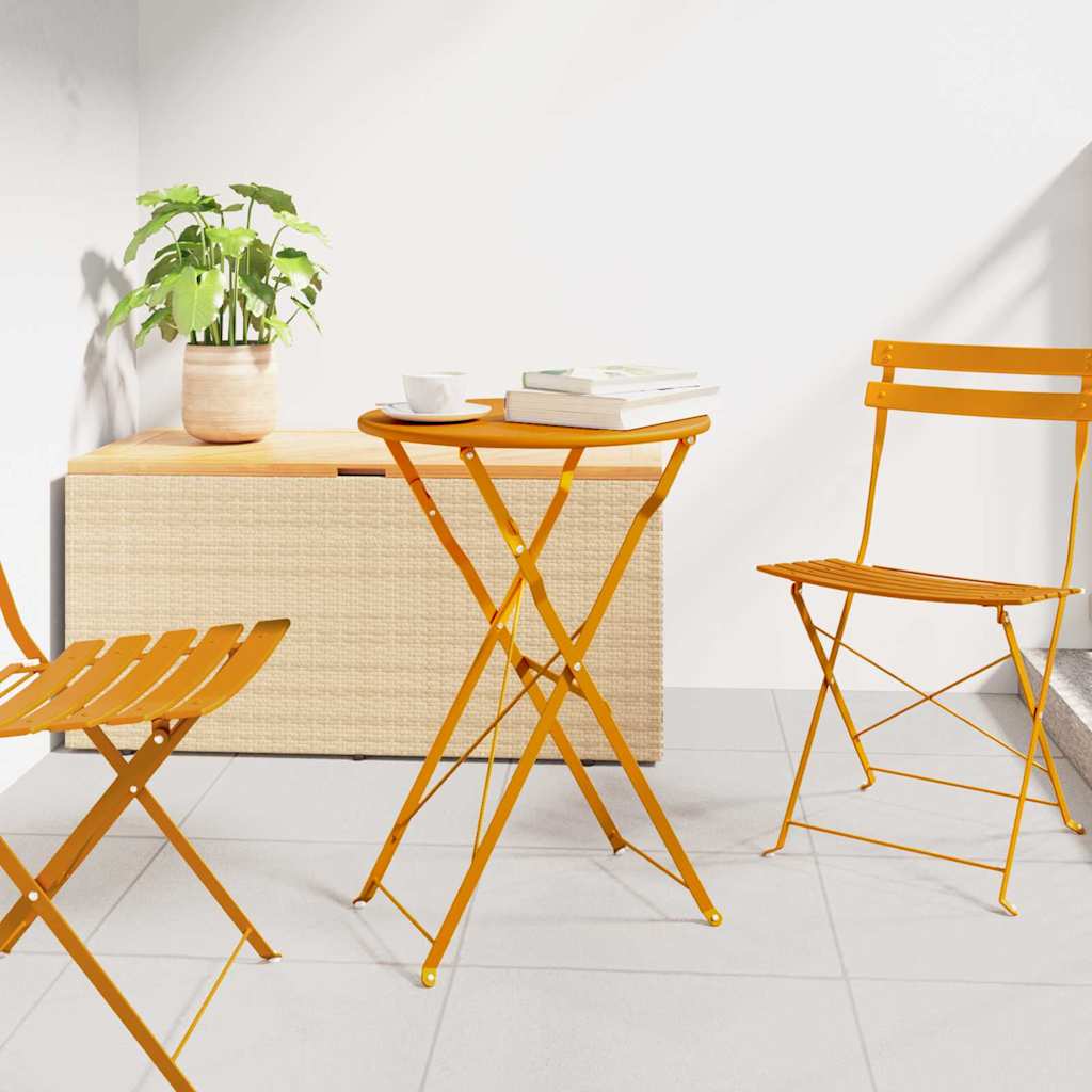 Bistro Table Folding Mustard Ø50x71 cm Powder-coated Steel