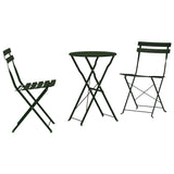 Folding Bistro Set 3 pcs Dark green Steel