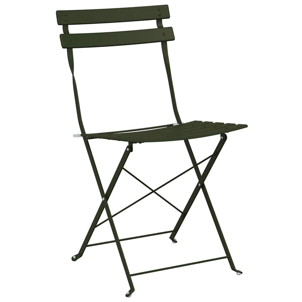 Folding Bistro Set 3 pcs Dark green Steel