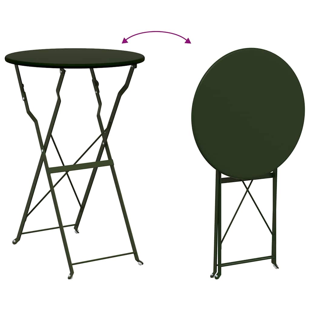 Folding Bistro Set 3 pcs Dark green Steel