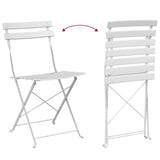 Folding Bistro Set 3 pcs White Steel