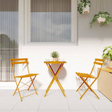 Folding Bistro Set 3 pcs Mustard Steel