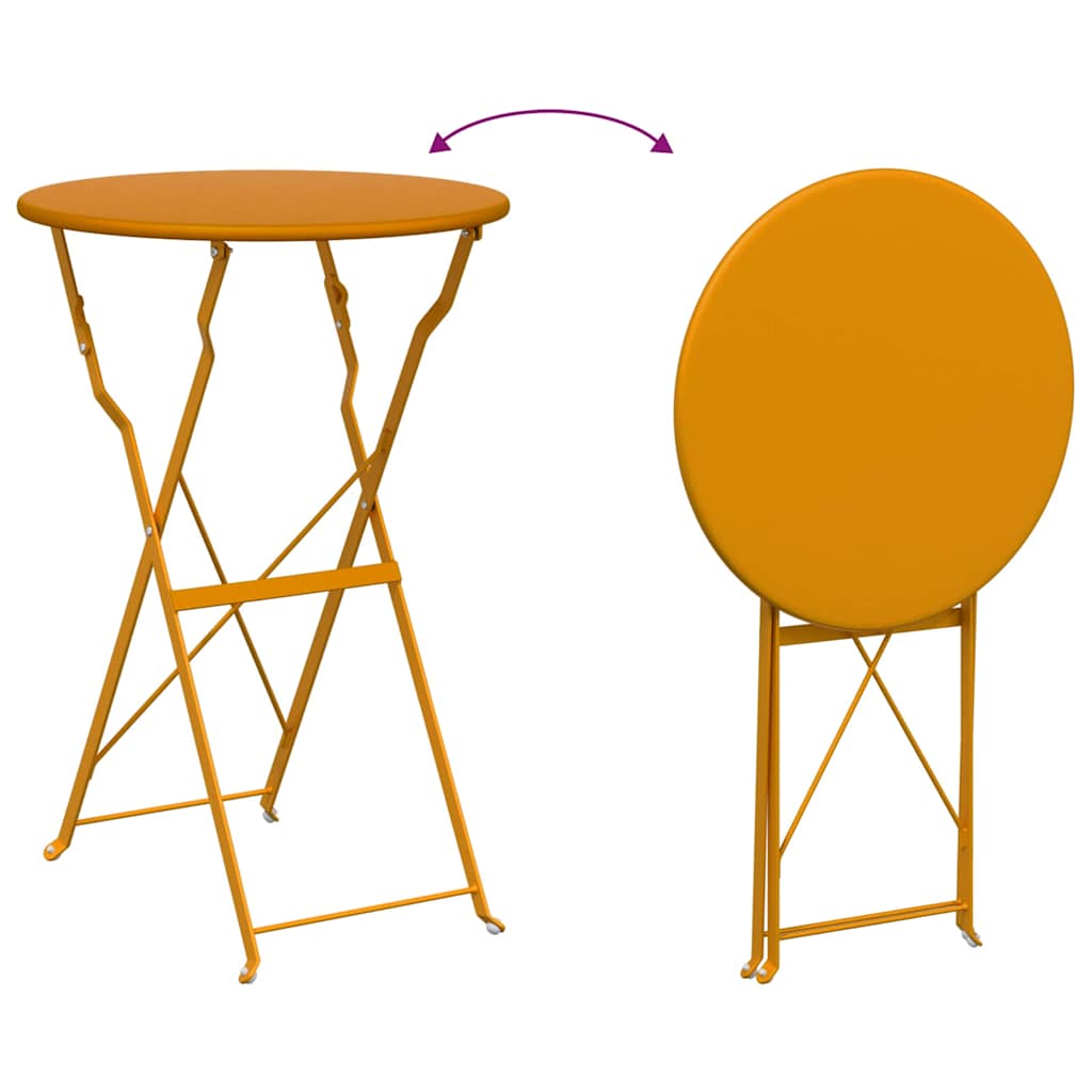 Folding Bistro Set 3 pcs Mustard Steel