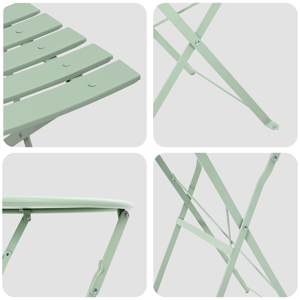 Folding Bistro Set 3 pcs Light mint Steel