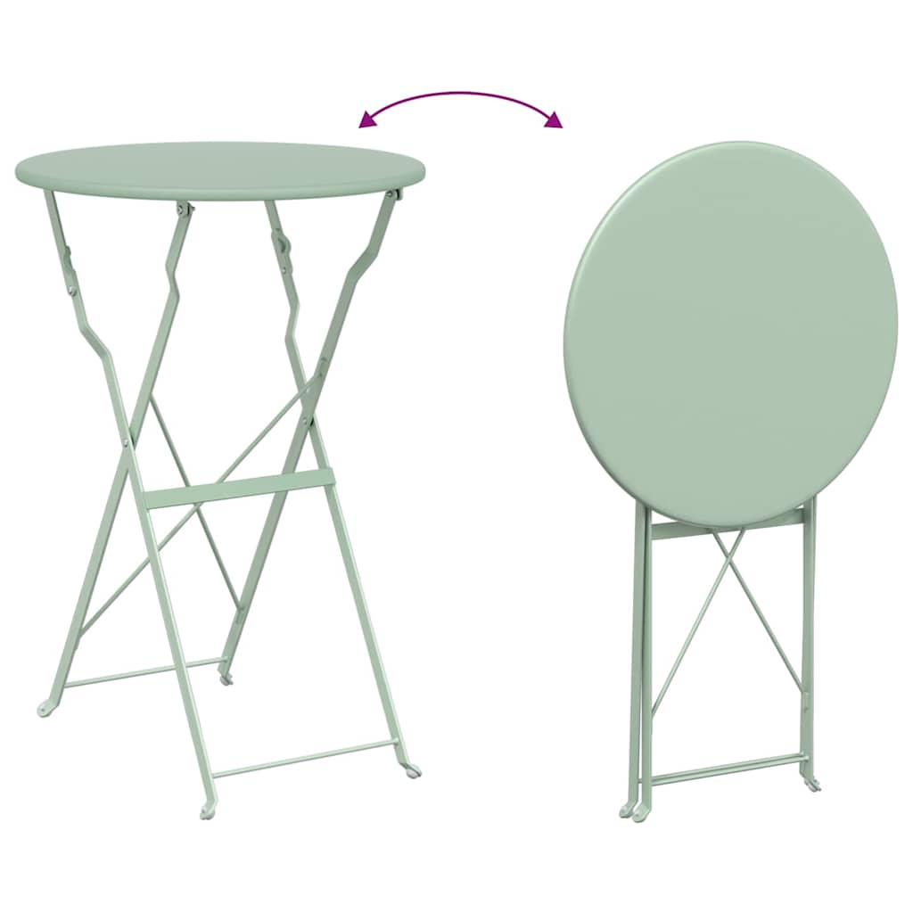 Folding Bistro Set 3 pcs Light mint Steel