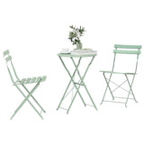 Folding Bistro Set 3 pcs Light mint Steel