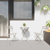 Folding Bistro Set 3 pcs Beige Steel