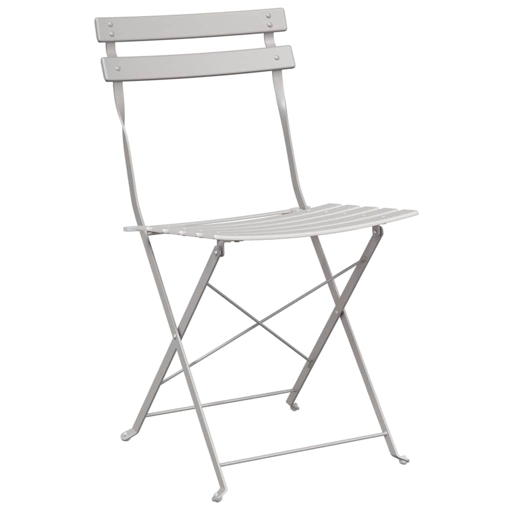 Folding Bistro Set 3 pcs Beige Steel