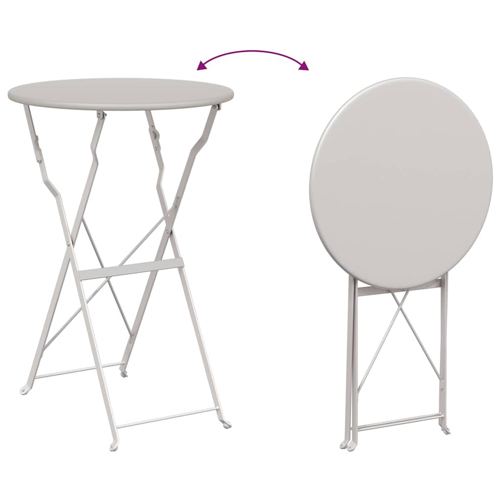 Folding Bistro Set 3 pcs Beige Steel