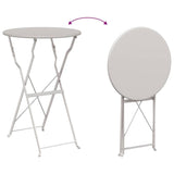 Folding Bistro Set 3 pcs Beige Steel