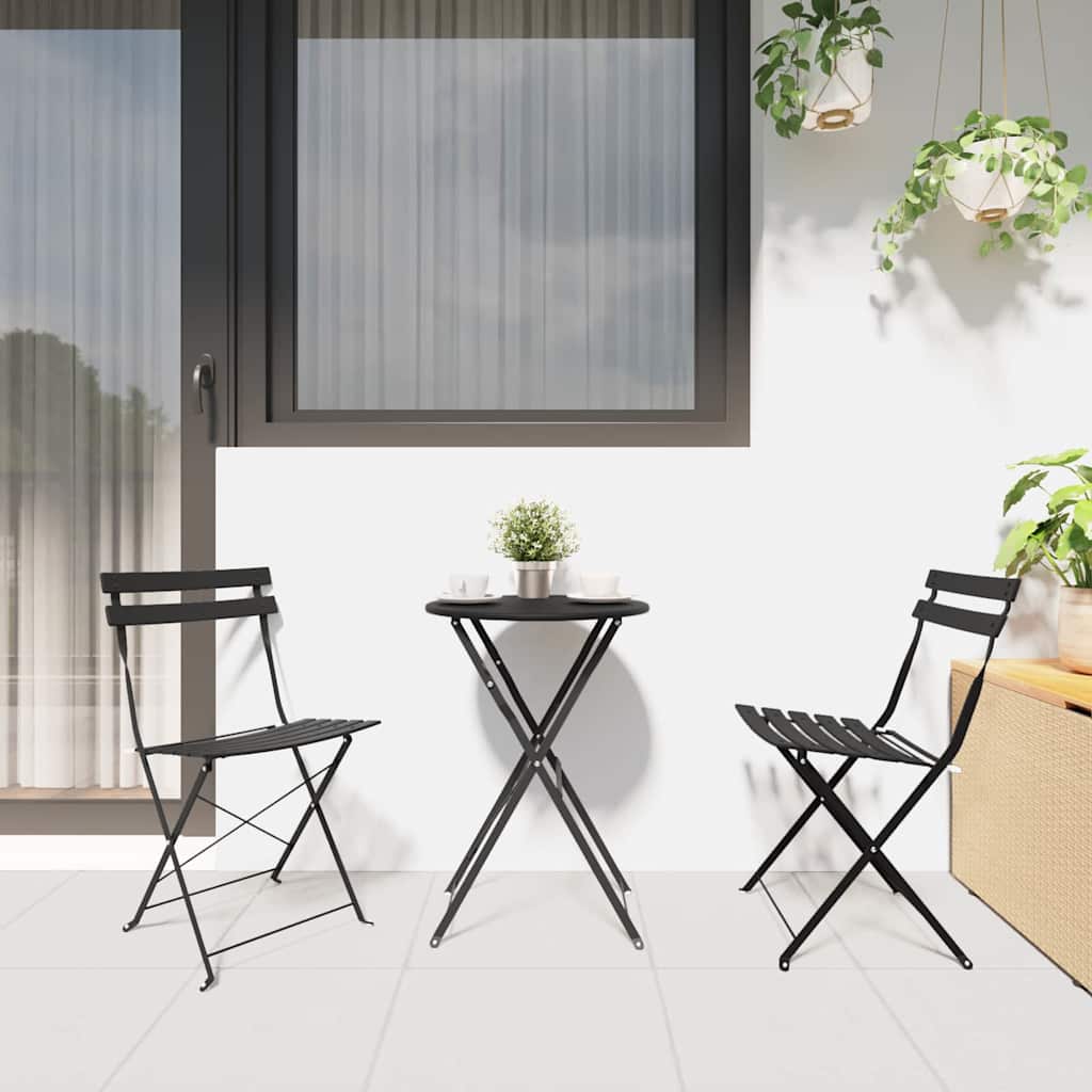 Folding Bistro Set 3 pcs Anthracite Steel