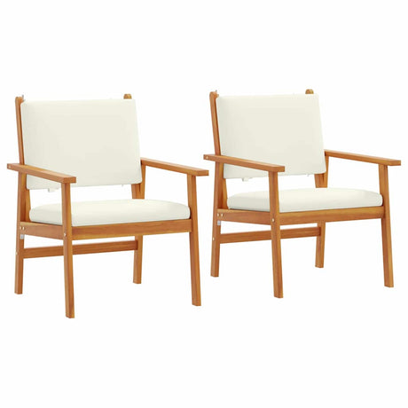 Garden Chair with Cushion 2 pcs Brown Solid Acacia wood