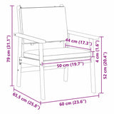 Garden Chair with Cushion 2 pcs Brown Solid Acacia wood