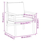 Garden Chair with Cushion 2 pcs Brown Solid Acacia wood
