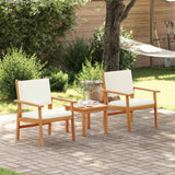 Garden Sofa Set with Cushion 3 pcs Brown Solid Acacia wood
