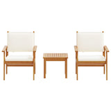 Garden Sofa Set with Cushion 3 pcs Brown Solid Acacia wood