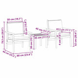 Garden Sofa Set 3 pcs Brown 45 x 45 x 38cm Solid Acacia wood