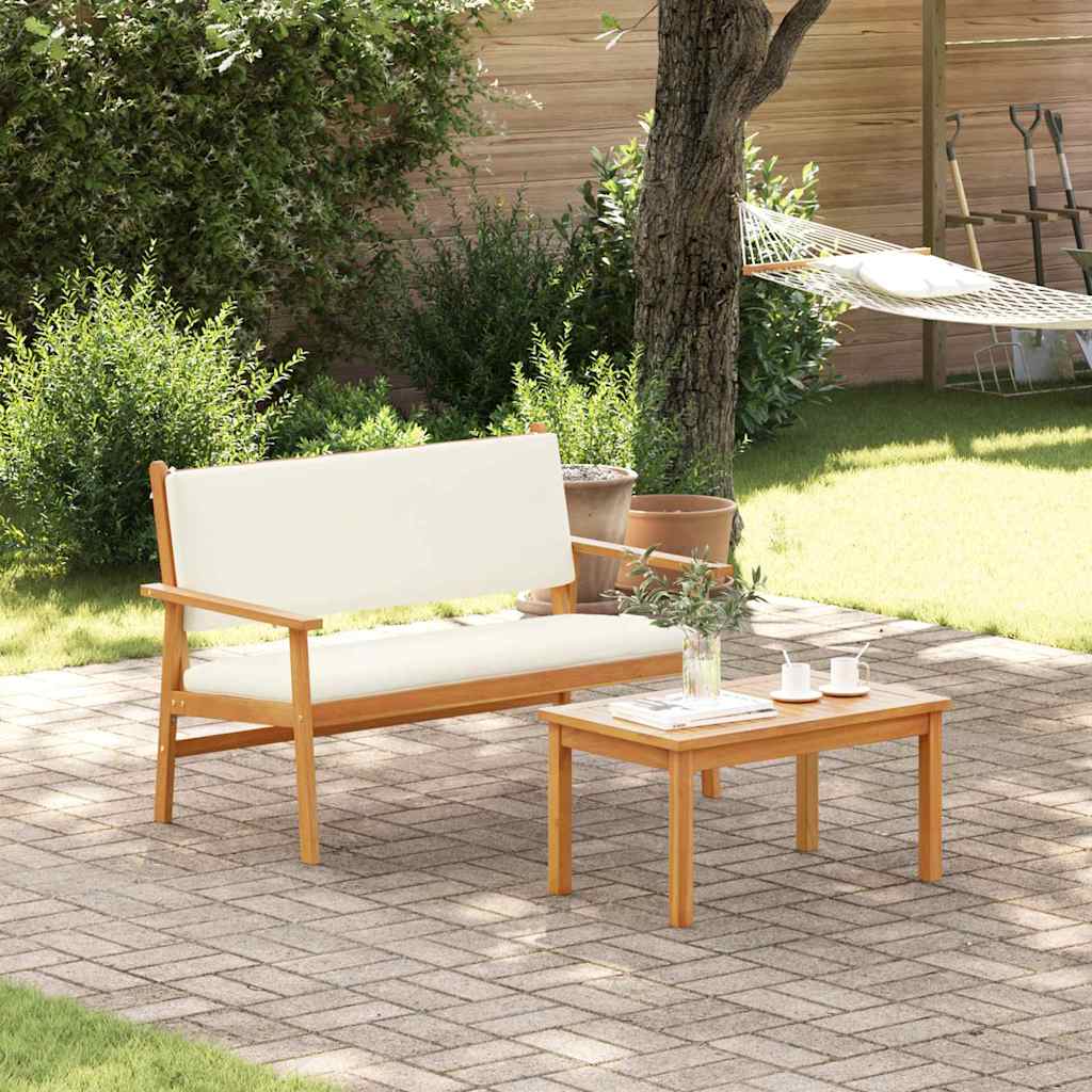Garden Bench with Cushion Brown Solid Acacia wood