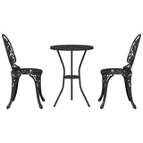 Garden Bistro Set 3 pcs Black Aluminium