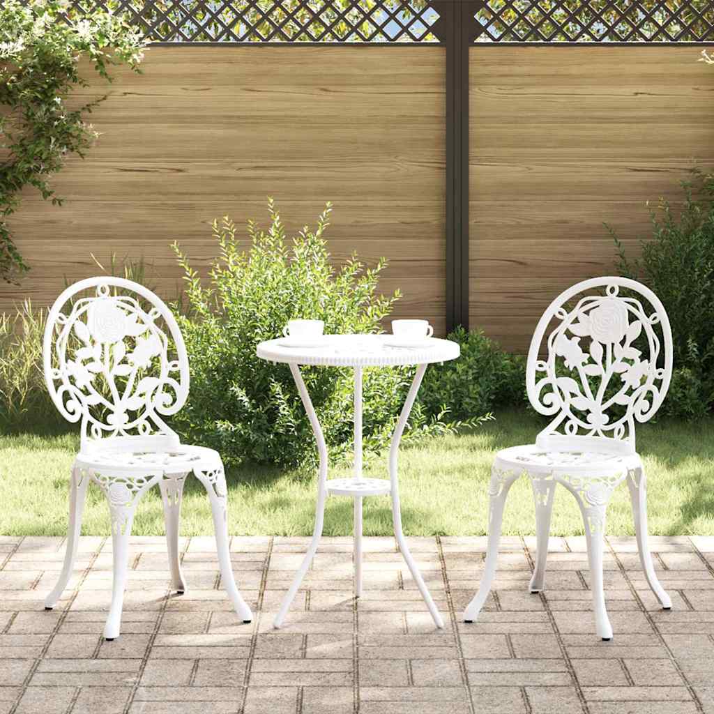Garden Bistro Set 3 pcs White Aluminium