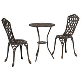 Garden Bistro Set 3 pcs Bronze Aluminium