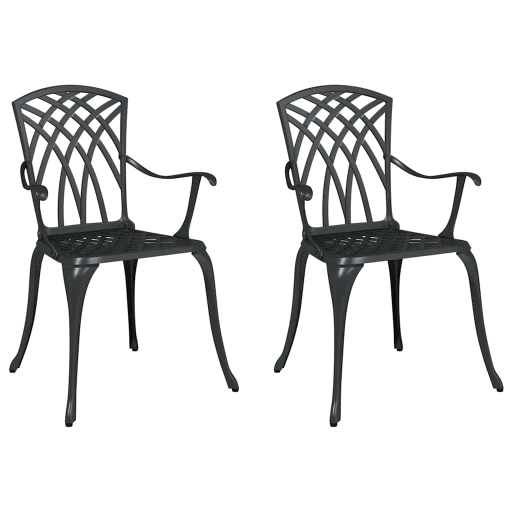 Garden Chair 2 pcs Black 55 x 56.5 x 91cm Aluminium